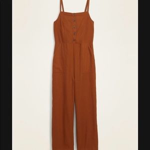 Rust linen jumpsuit